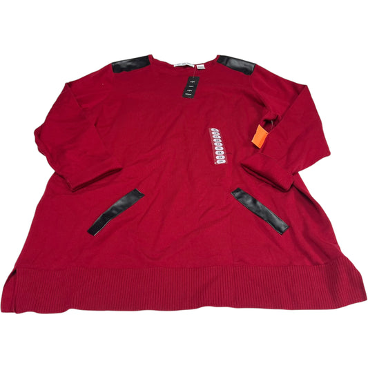 Tunic Long Sleeve By Eight Eight Eight In Red, Size: 2x