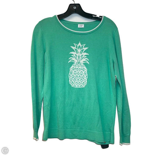 Top Long Sleeve By Crown And Ivy In Green & White, Size: S