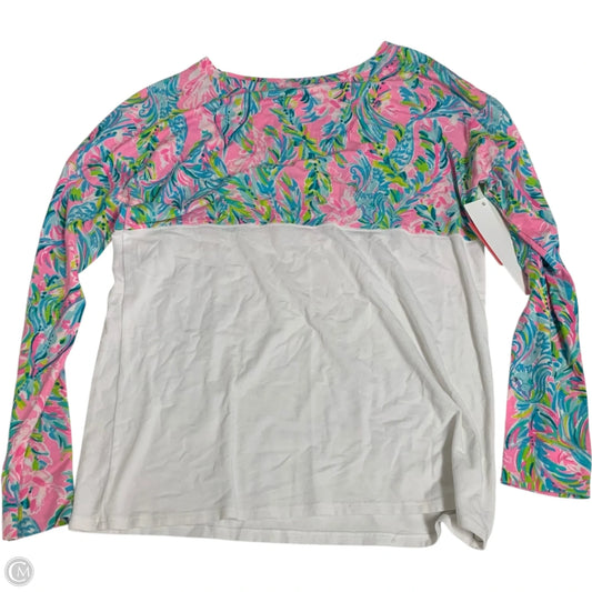Top Long Sleeve Designer By Lilly Pulitzer In Pink & White, Size: Xxs