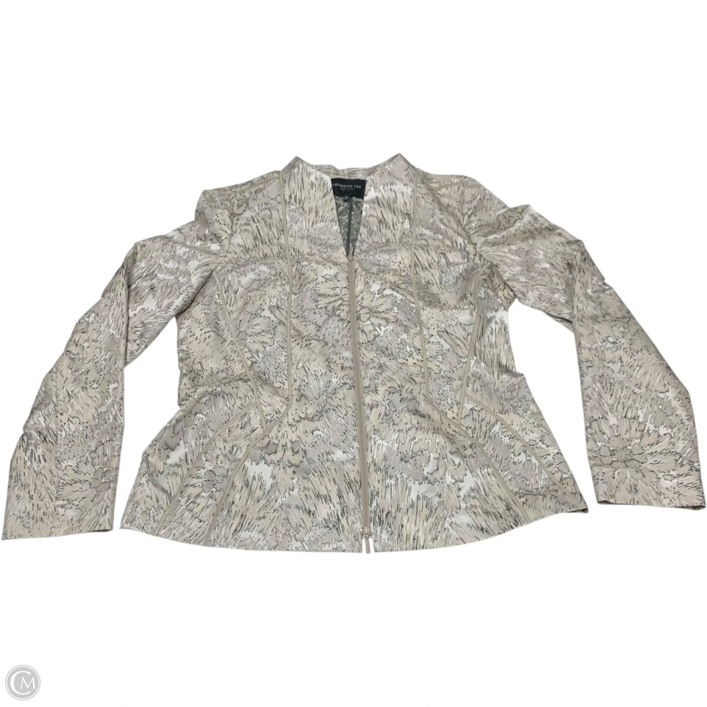 Jacket Designer By Lafayette 148 In Cream & Green, Size: L