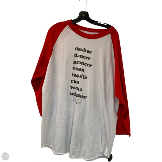 Top Long Sleeve Christmas Deer Names In Red & White, Size: 1x