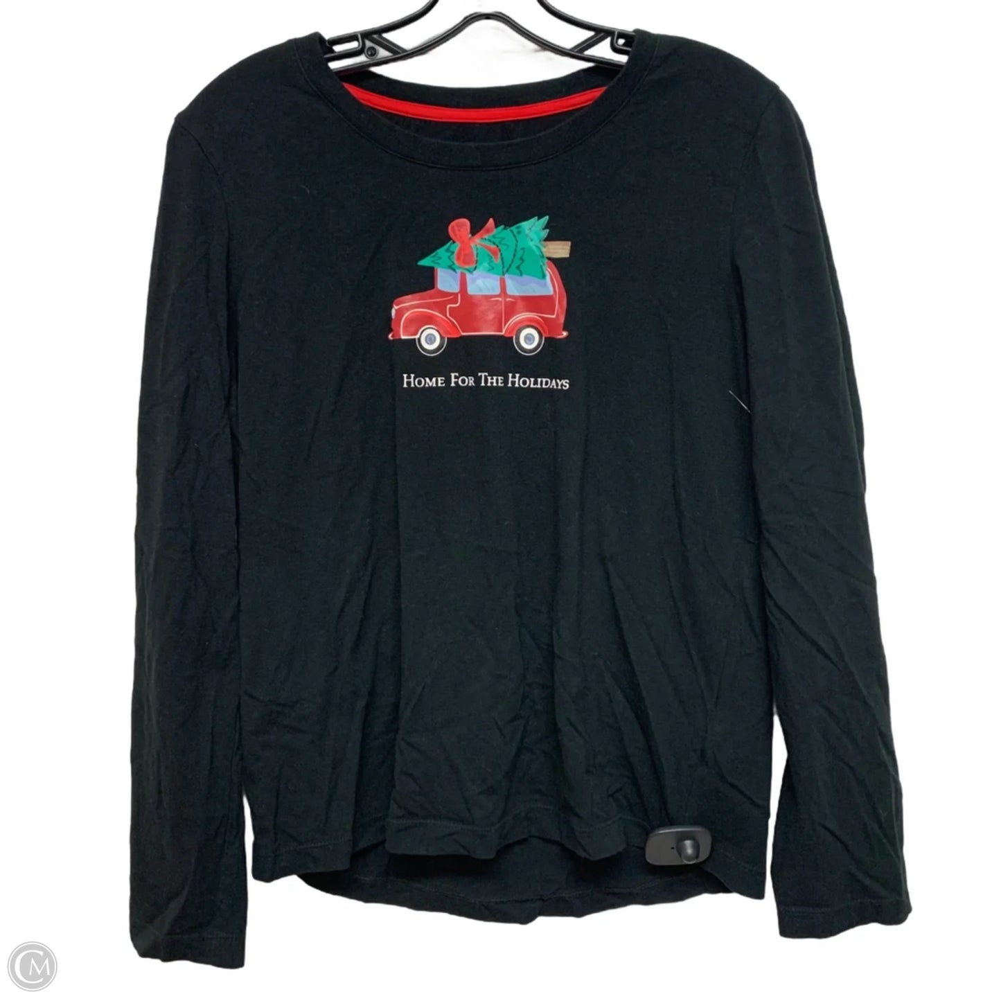 Top Long Sleeve By Pajamagram In Black & Red, Size: M