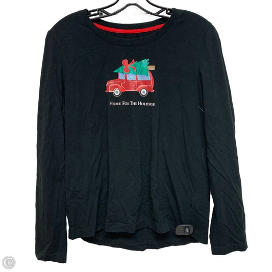 Top Long Sleeve By Pajamagram In Black & Red, Size: M