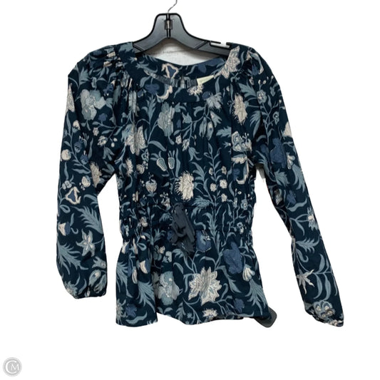 Top Long Sleeve Designer By Spartina In Blue & Cream, Size: S