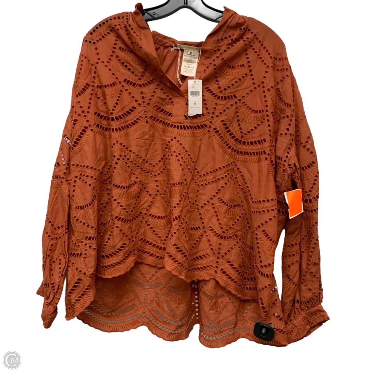 Top Long Sleeve By Anthropologie In Orange, Size: M
