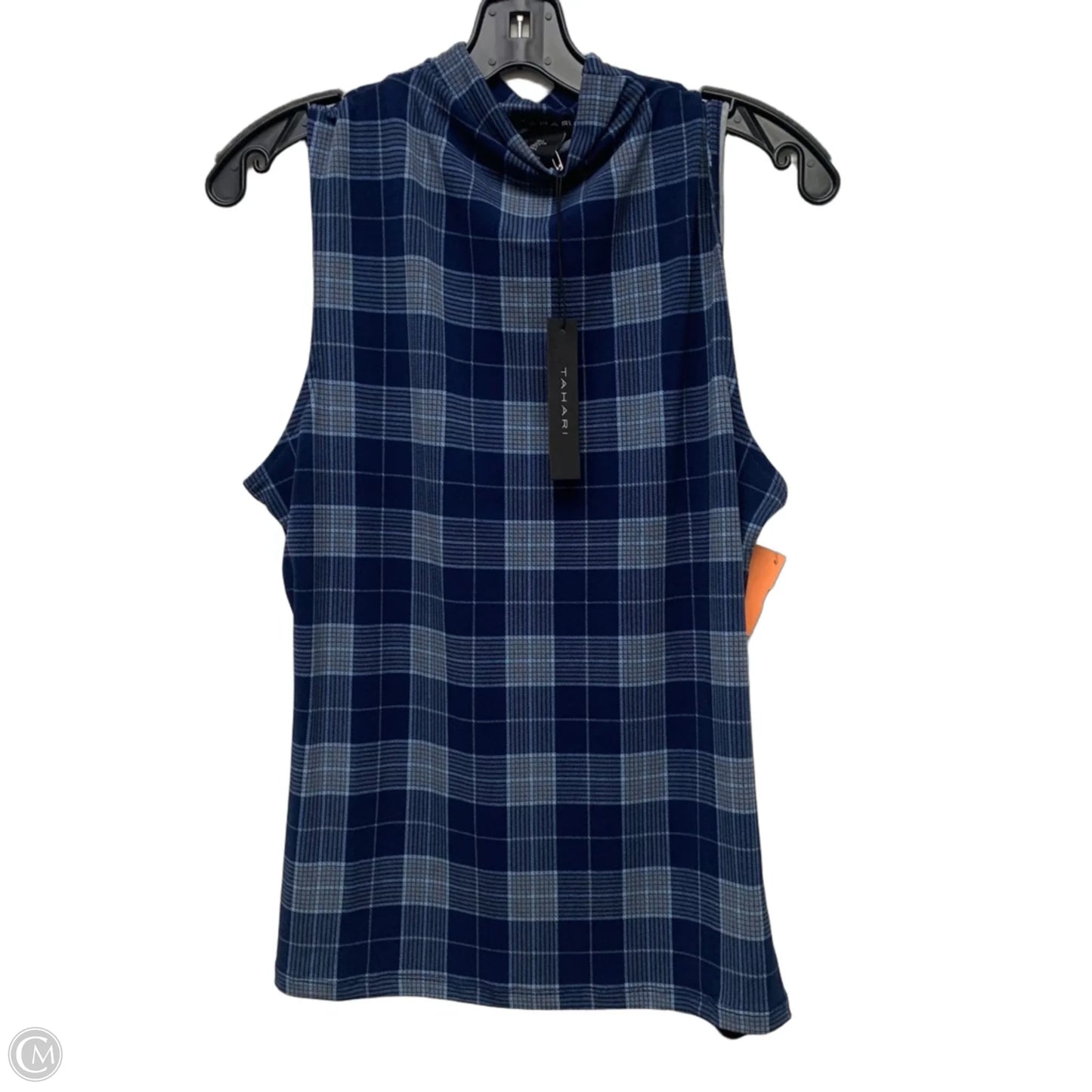 Top Sleeveless By Tahari In Plaid Pattern, Size: L