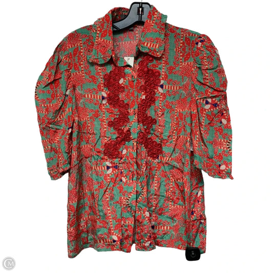 Top Short Sleeve By Bhanuni By Jyoti In Green & Red, Size: S