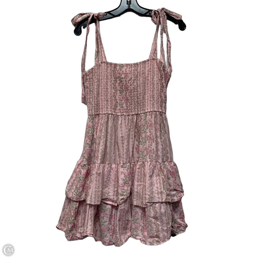 Dress Casual Short By Francesca's In Green & Pink, Size: L