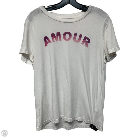 Top Short Sleeve By Anthropologie In Purple & White, Size: M