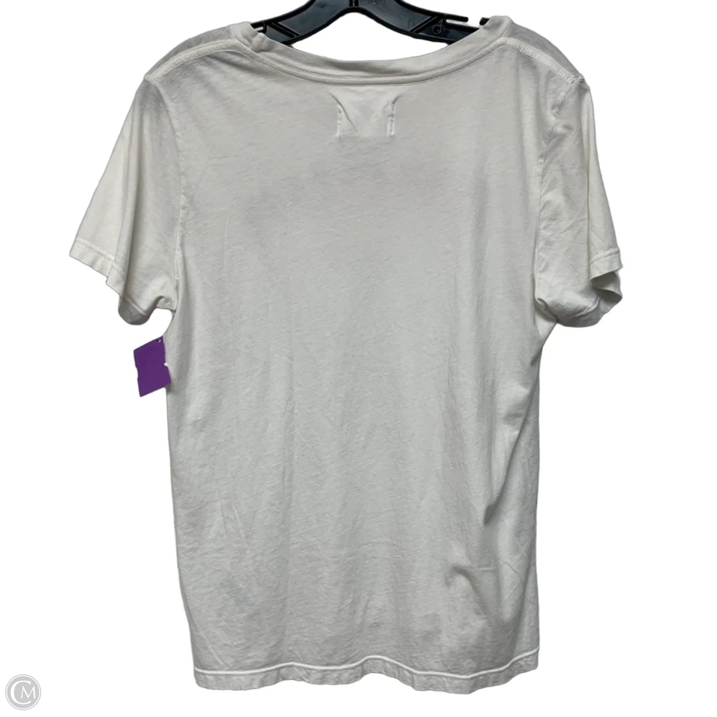 Top Short Sleeve By Anthropologie In Purple & White, Size: M