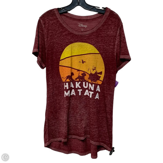 Top Short Sleeve By Disney In Red & Yellow, Size: Xl