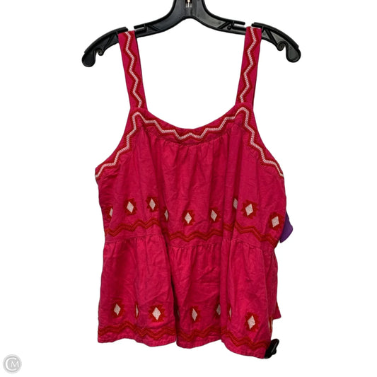 Top Sleeveless By Loft In Pink & Red, Size: L