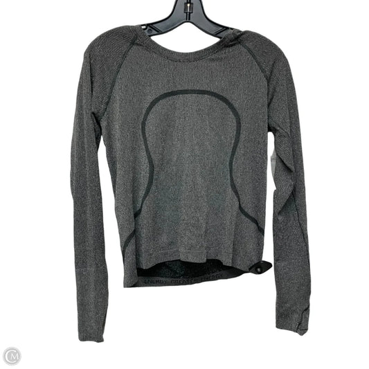 Athletic Top Long Sleeve Crewneck By Lululemon In Black & Silver, Size: M