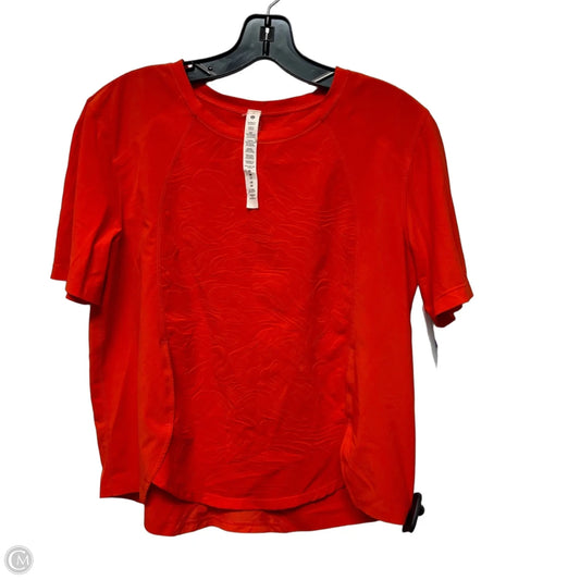 Athletic Top Short Sleeve By Lululemon In Orange, Size: M