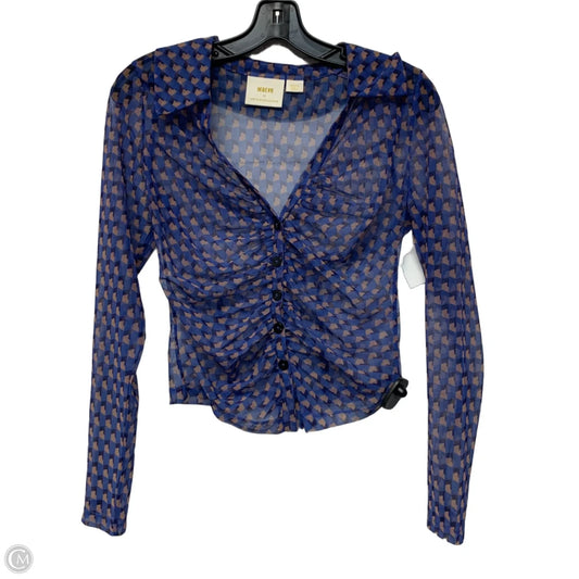 Top Long Sleeve By Maeve In Blue & Brown, Size: S