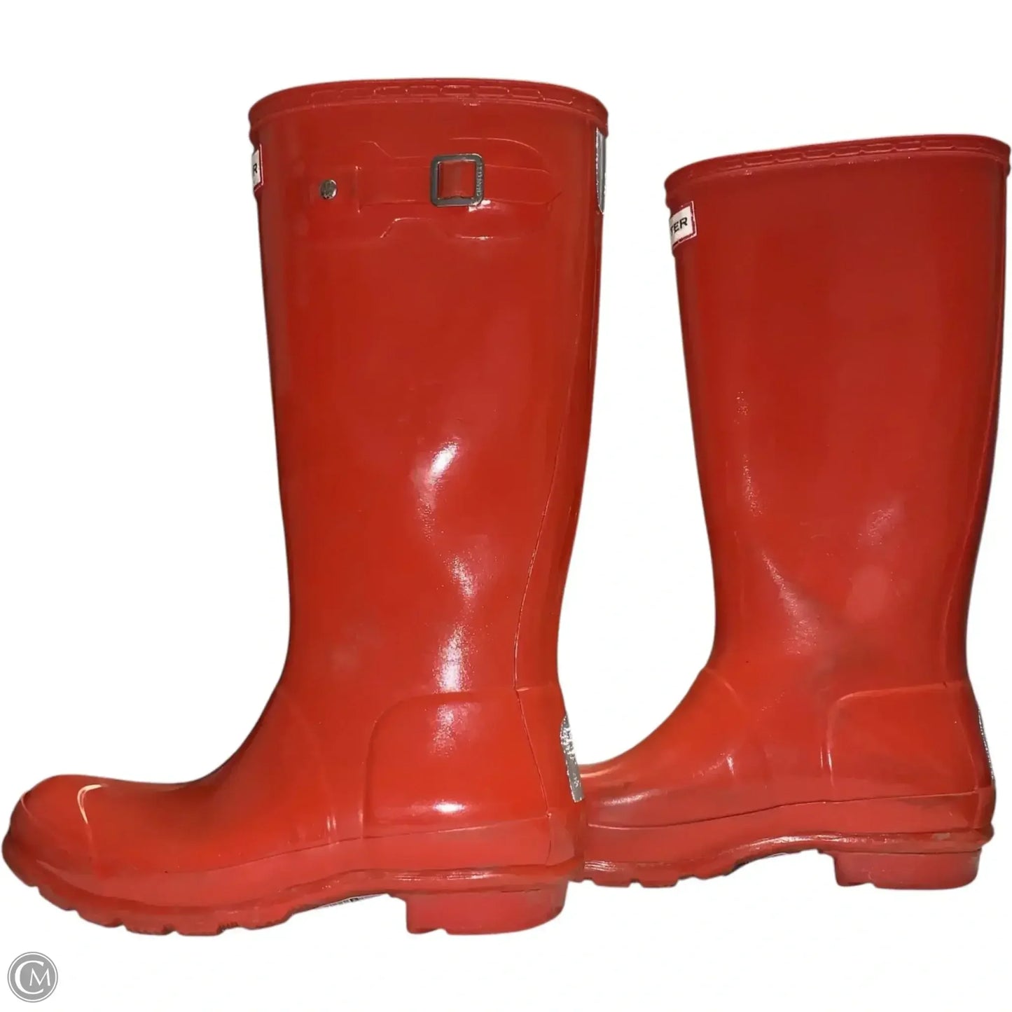 Boots Designer By Hunter In Orange, Size: 5