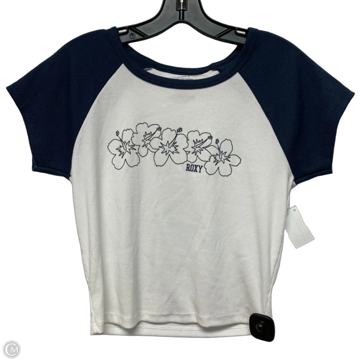 Top Short Sleeve By Roxy In Blue & White, Size: Xl