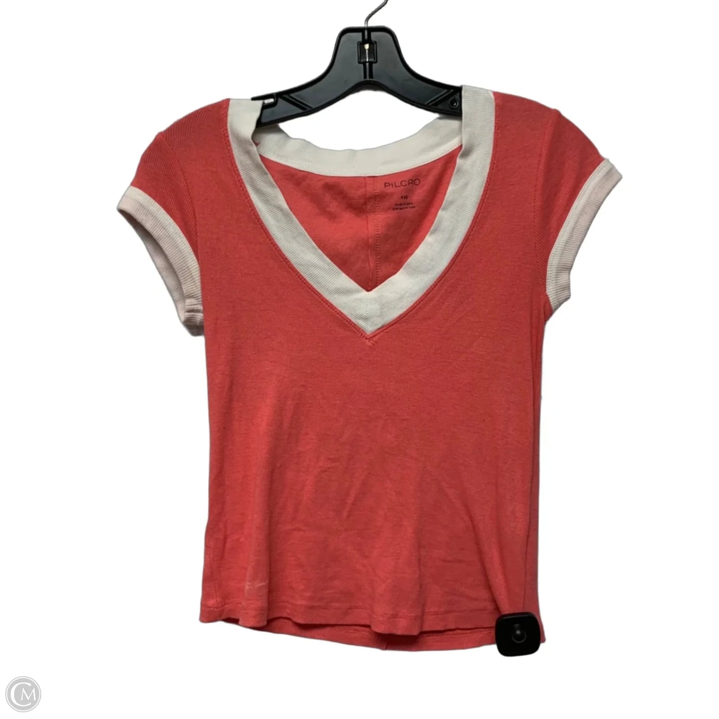 Top Short Sleeve By Pilcro In Pink & White, Size: Xxs