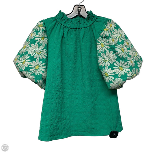 Top Short Sleeve By Thml In Cream & Green, Size: Xs