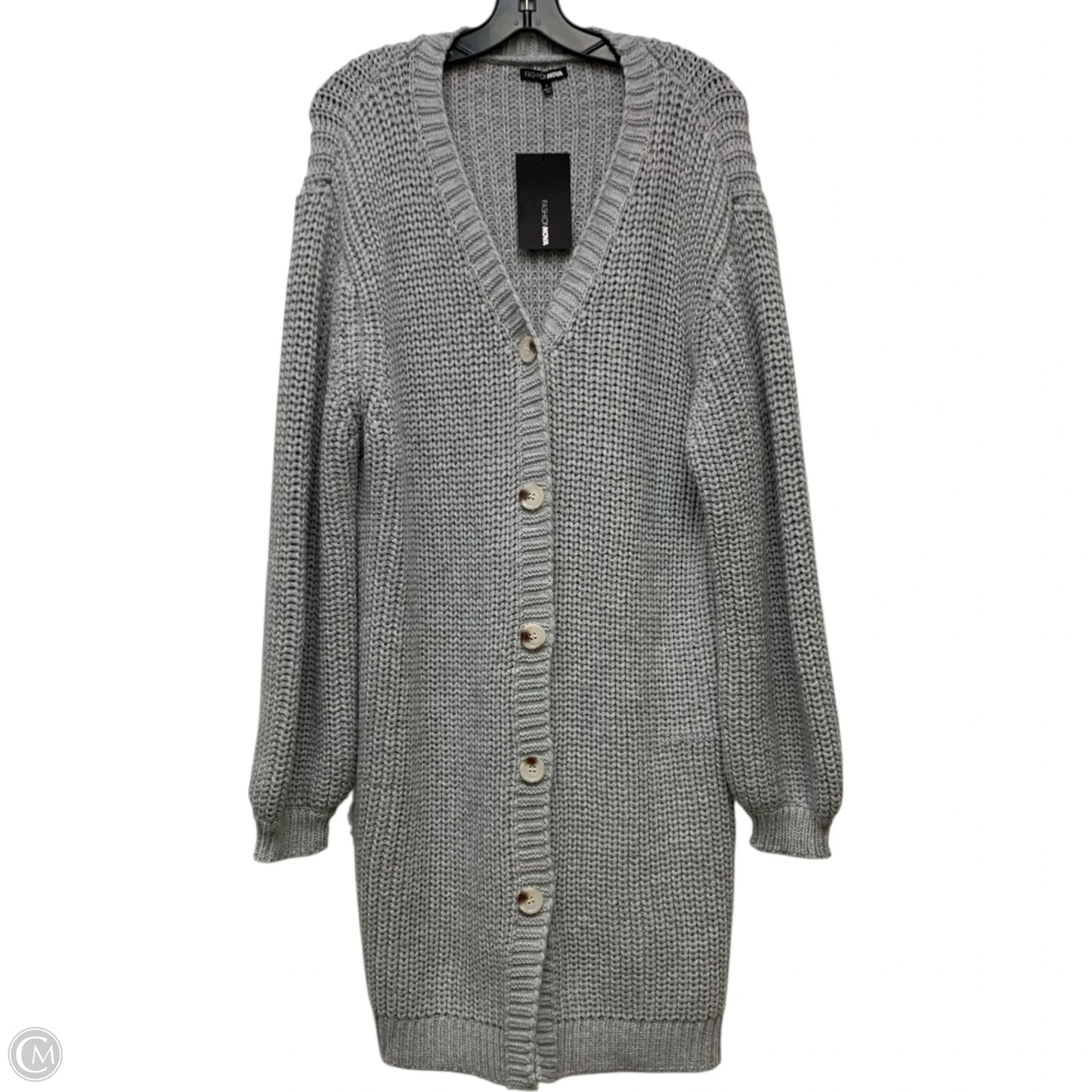 Sweater Cardigan By Fashion Nova In Grey, Size: L