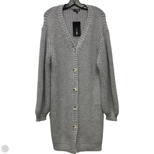 Sweater Cardigan By Fashion Nova In Grey, Size: L