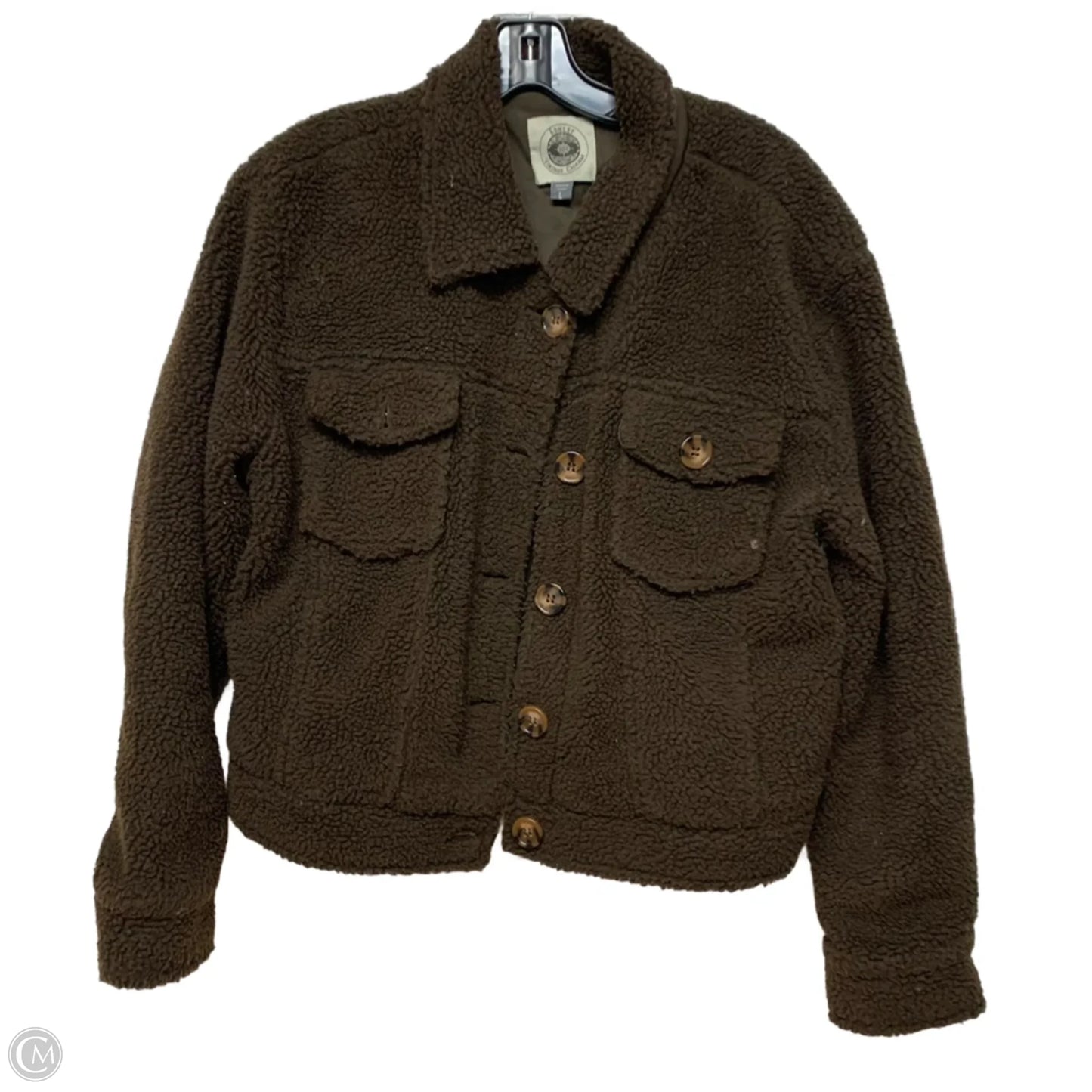 Jacket Faux Fur & Sherpa By Ashley Vintage Charm In Brown, Size: L