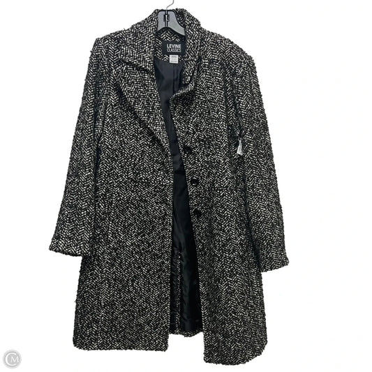 Coat Wool By Levine In Black & Cream, Size: M