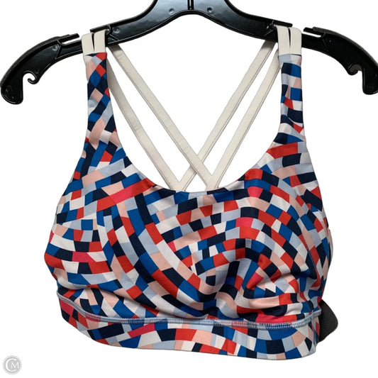 Athletic Bra By Lululemon In Blue & Red & White, Size: L