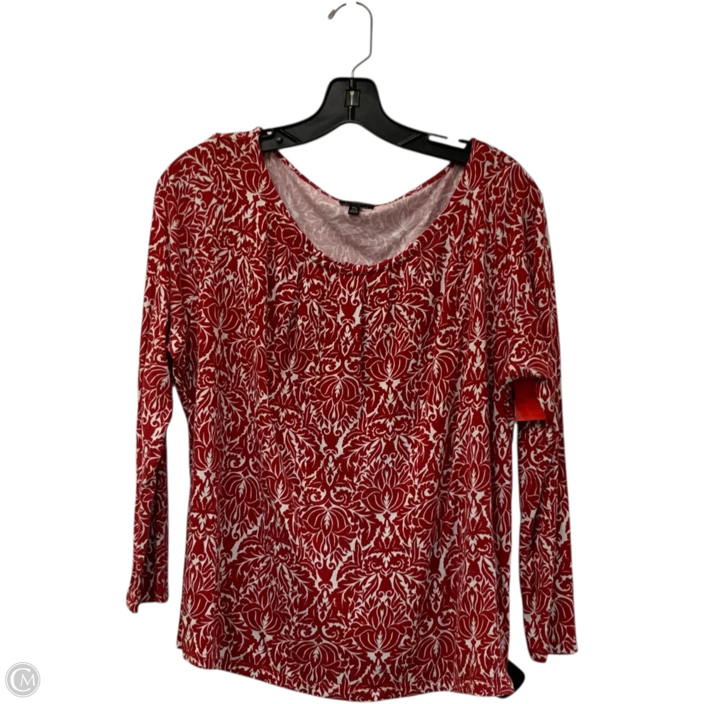 Top Long Sleeve By Talbots In Red & White, Size: 1x