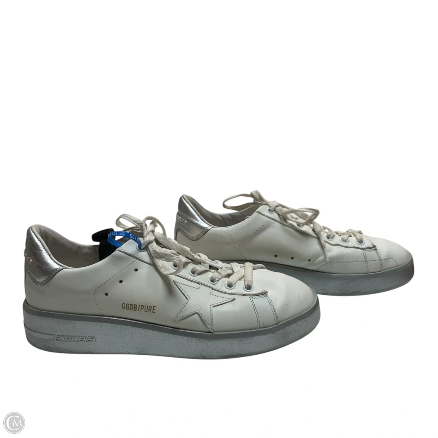 Shoes Luxury Designer By Golden Goose In Silver & White, Size: 9