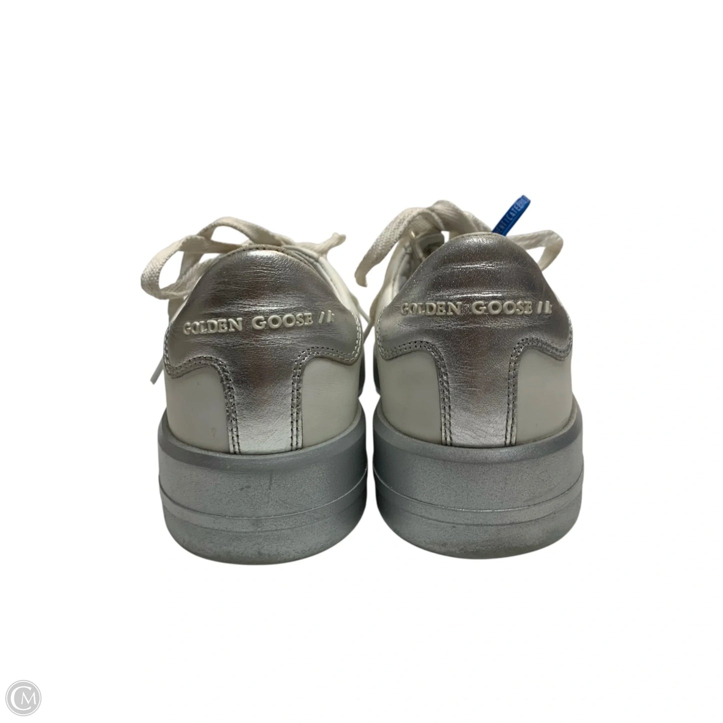 Shoes Luxury Designer By Golden Goose In Silver & White, Size: 9