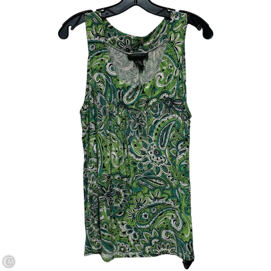 Top Sleeveless By Cable And Gauge In Green & White, Size: L