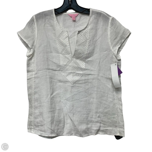 Top Short Sleeve Designer By Lilly Pulitzer In White, Size: Xs