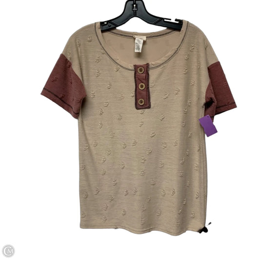 Top Short Sleeve By Bibi In Cream & Red, Size: S