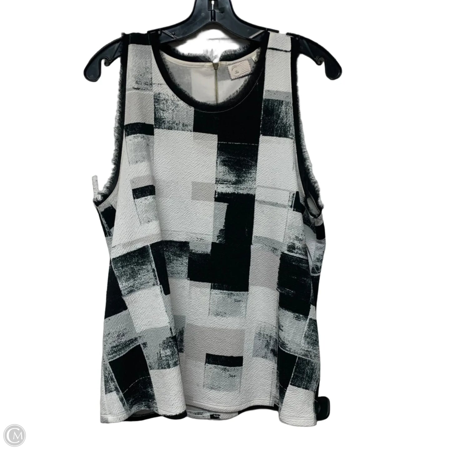 Top Sleeveless By Postmark In Black & White, Size: L