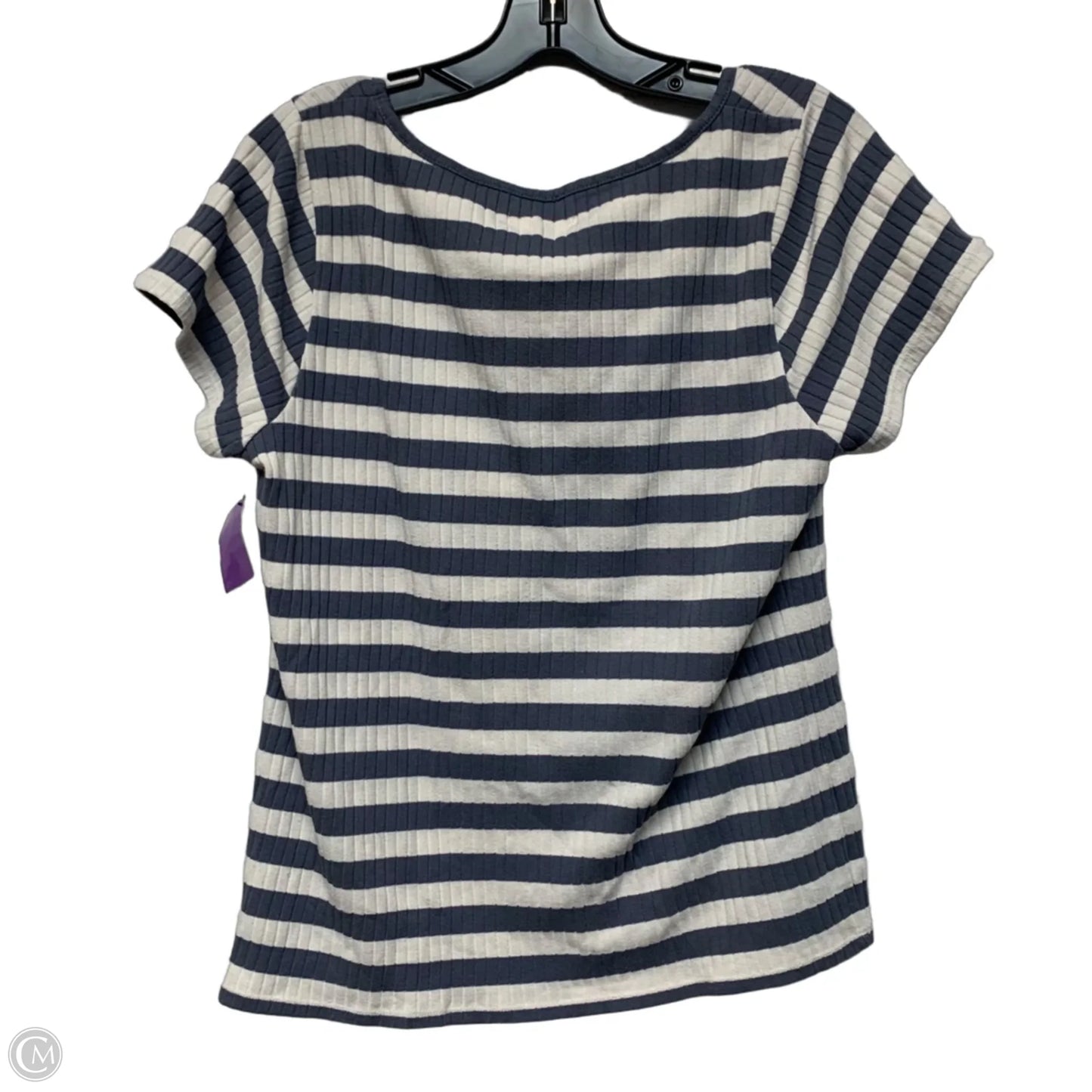 Top Short Sleeve By Madewell In Blue & White, Size: Xl