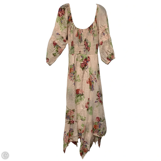 Dress Casual Midi By Free People In Green & Pink, Size: S