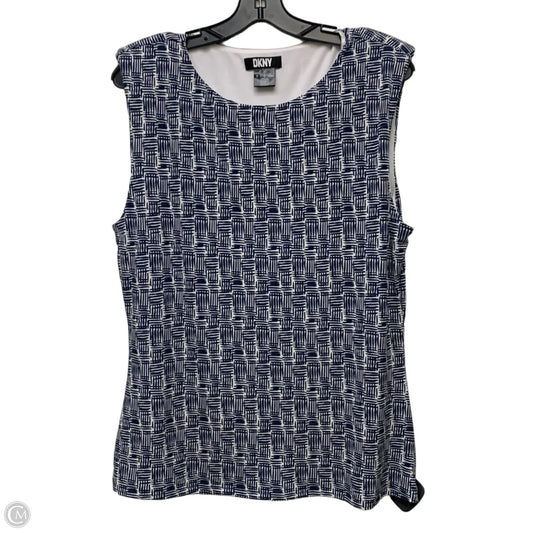 Top Sleeveless By Dkny In Blue & White, Size: L