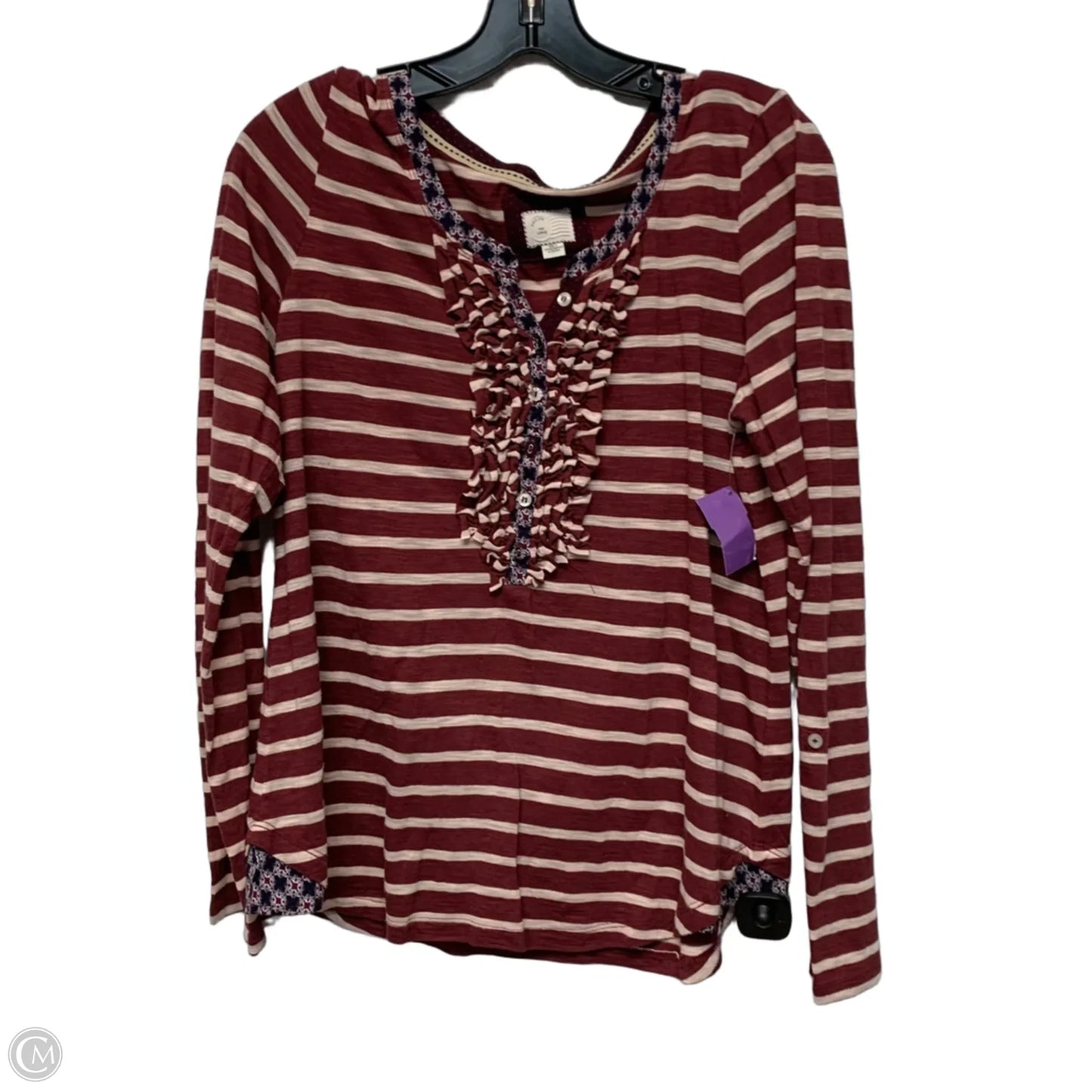 Top Short Sleeve By Postmark In Striped Pattern, Size: L