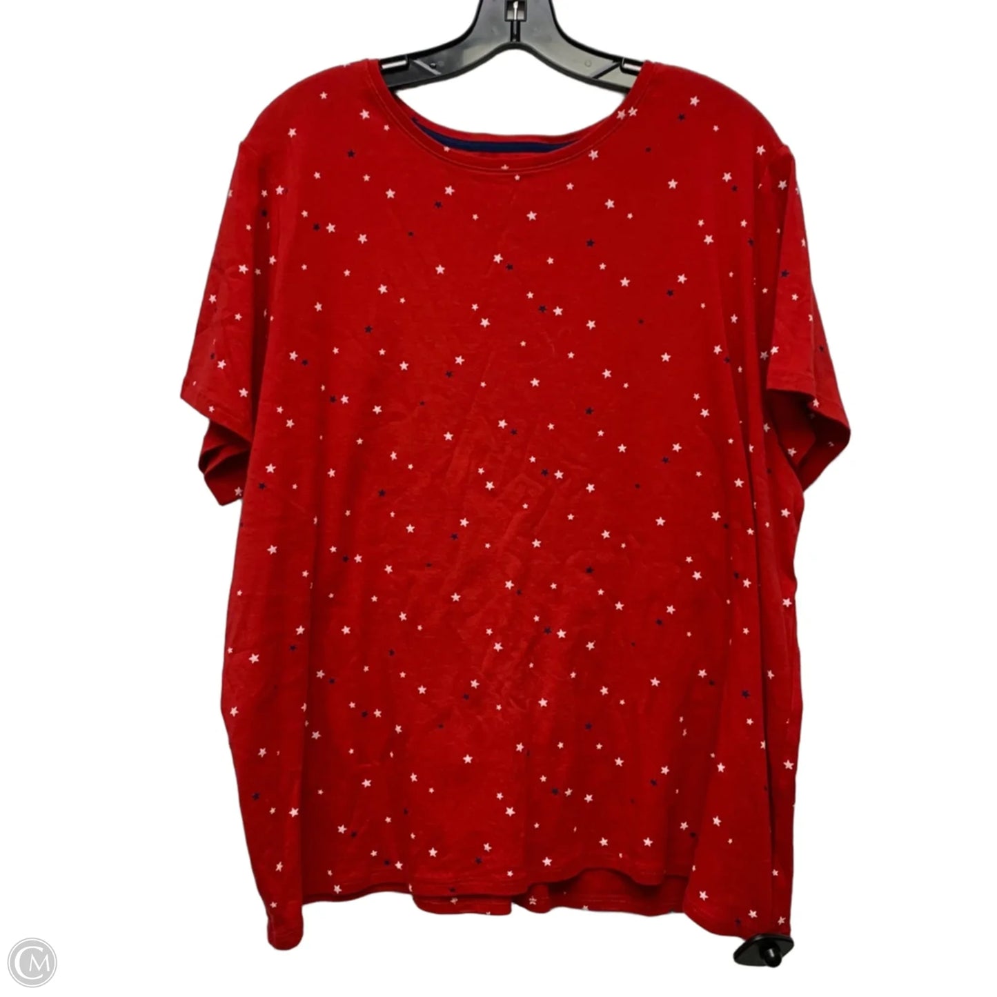 Top Short Sleeve By Croft And Barrow In Blue Red & White, Size: 1x