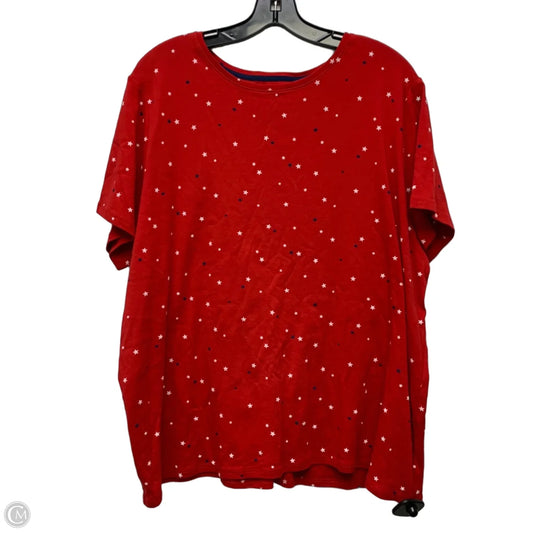 Top Short Sleeve By Croft And Barrow In Blue Red & White, Size: 1x