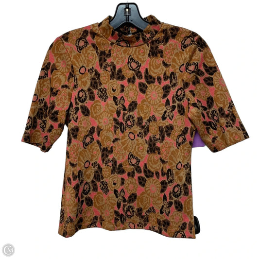 Top Short Sleeve By Maeve In Brown & Pink, Size: Xs