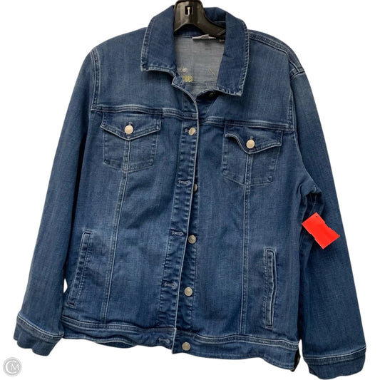 Jacket Denim By Chicos In Blue Denim, Size: Xl
