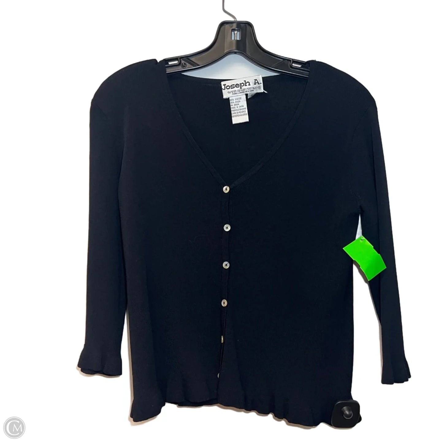 Top Long Sleeve By Joseph A. In Black, Size: S