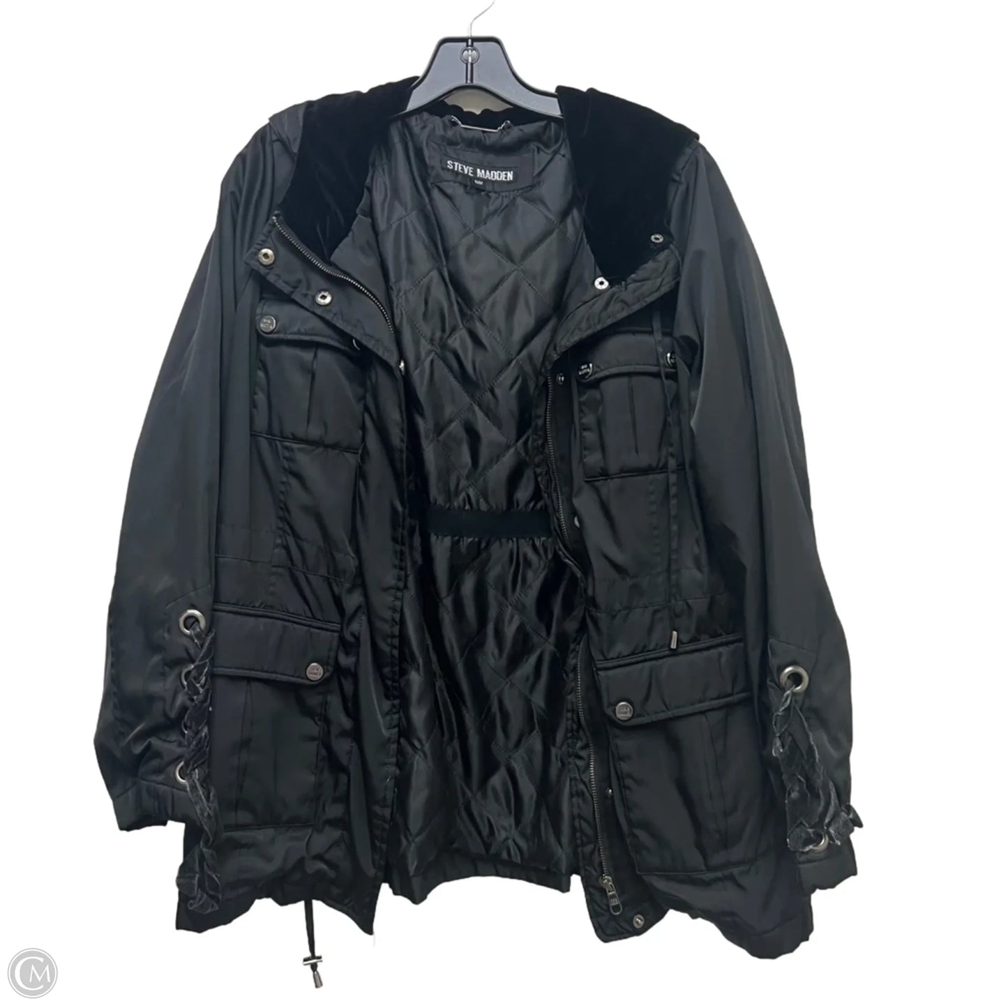 Coat Puffer & Quilted By Steve Madden In Black, Size: M