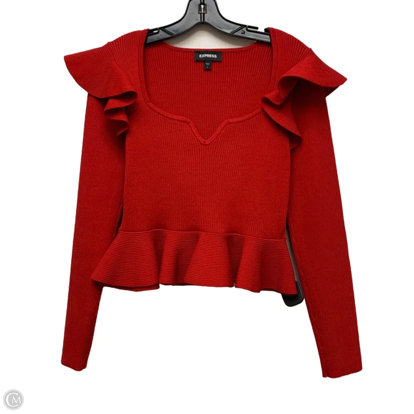 Top Long Sleeve By Express In Red, Size: L