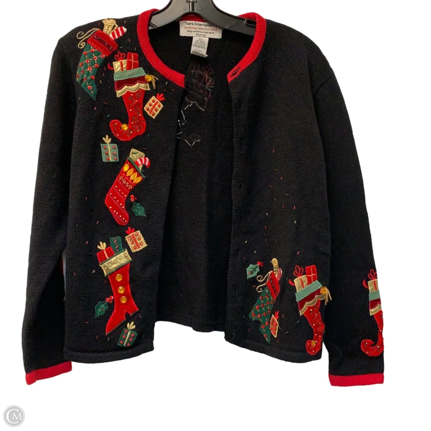 Sweater Cardigan By Tiara In Black, Size: Sp