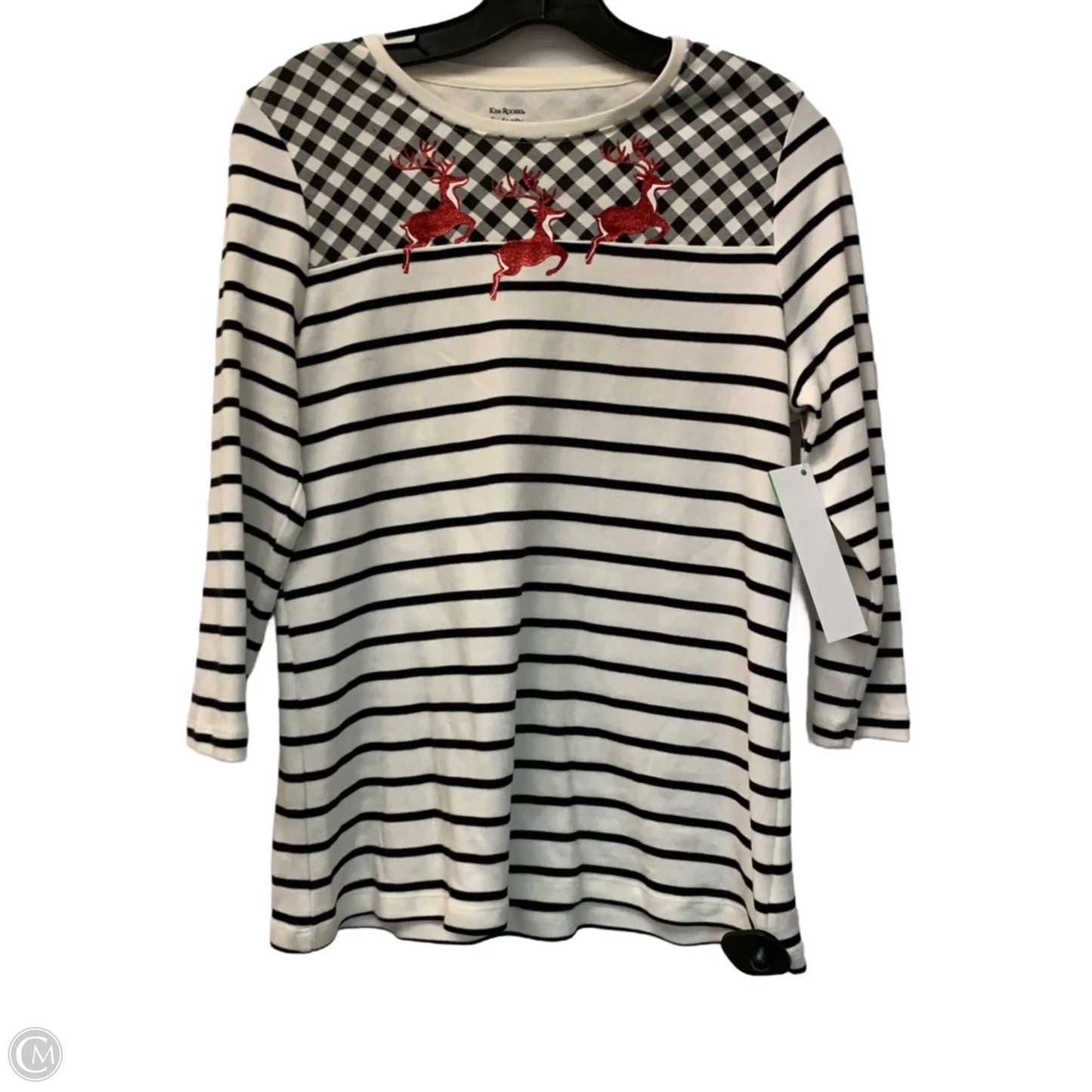 Top Long Sleeve By Kim Rogers In Black & White, Size: Sp