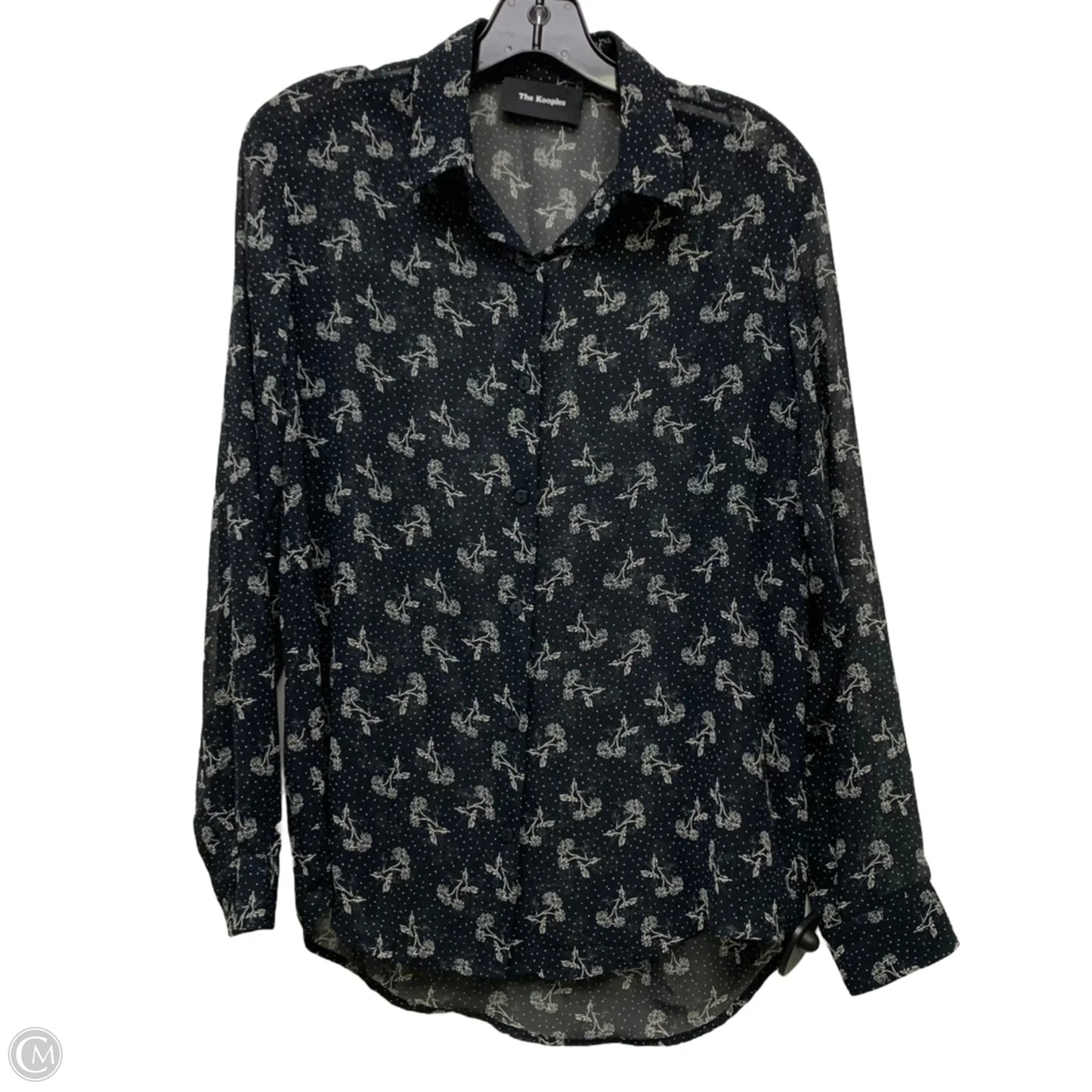 Blouse Long Sleeve By The Kooples In Black & Cream, Size: Xs