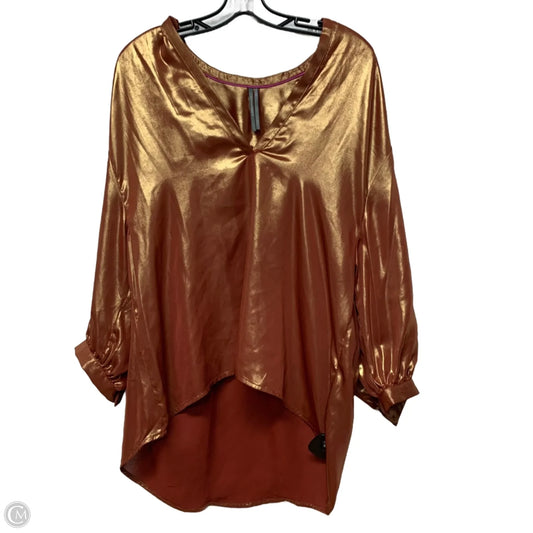 Top Long Sleeve By Anthropologie In Orange, Size: L